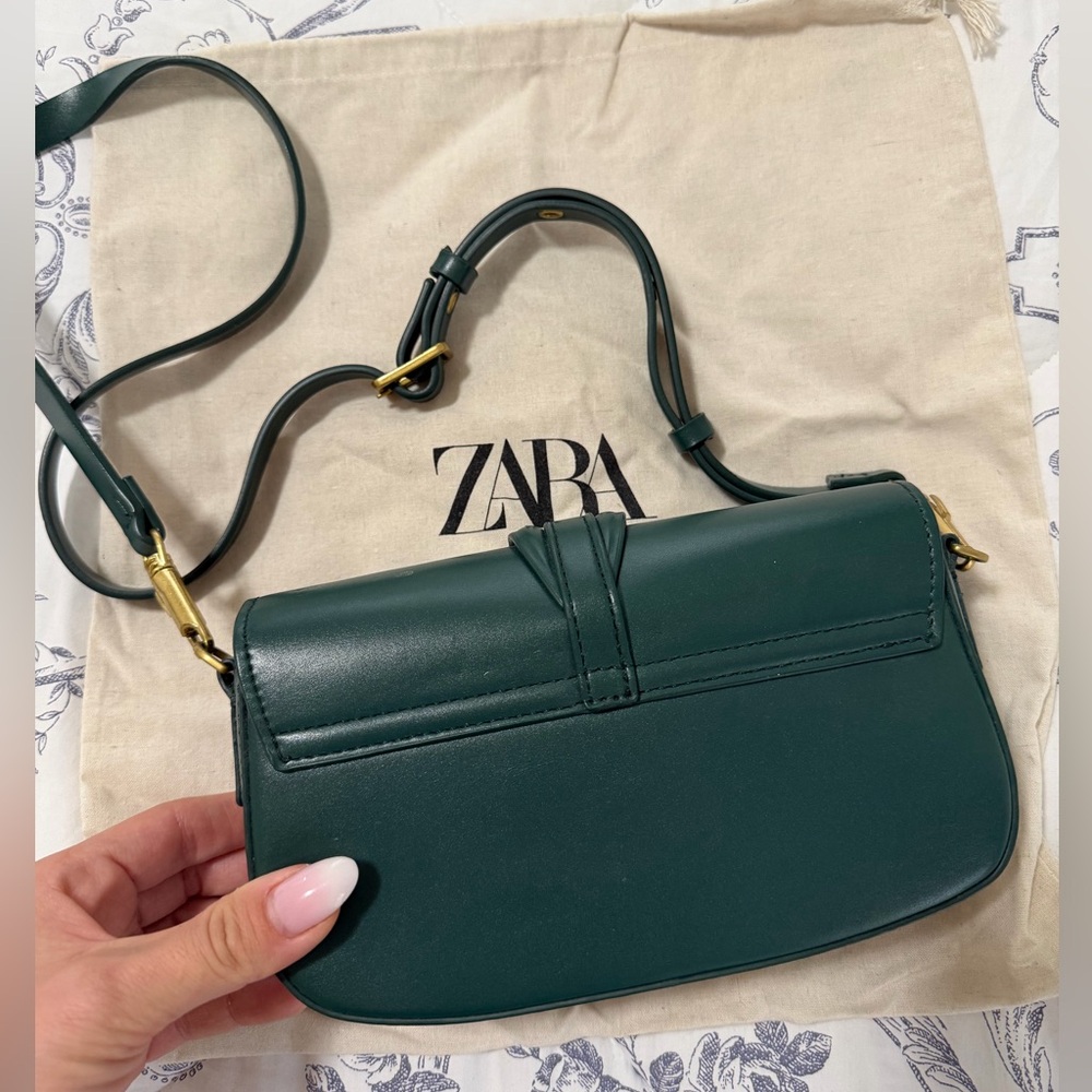 Zara Dark Green Shoulder Bag with Gold Accents - Picture 7 of 7